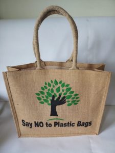 Custom jute bag with company logo