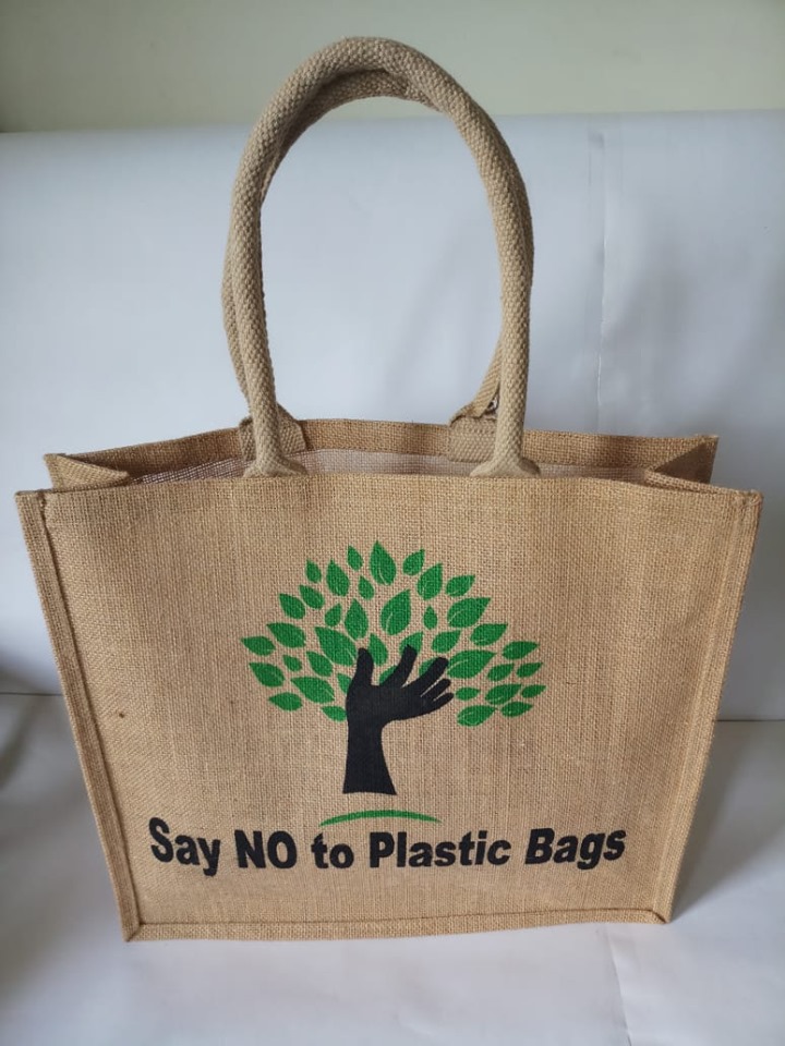 Custom jute bag with company logo